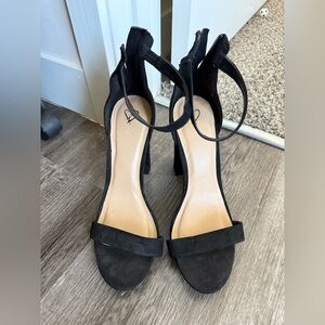Windsor Black Ankle Strap Heeled Sandals Open Toe Block‎ Heel Party Shoes size 9